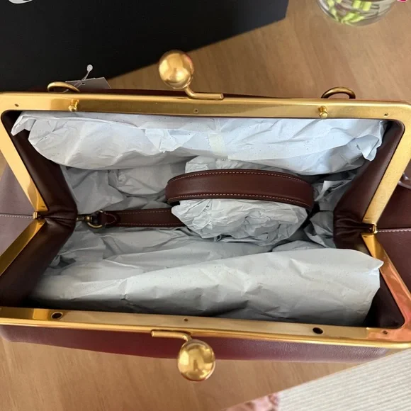 Coach Brown Clutch with Gold Accents - Picture 7 of 13